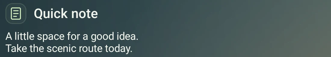 Real Quick note widget with an example note.